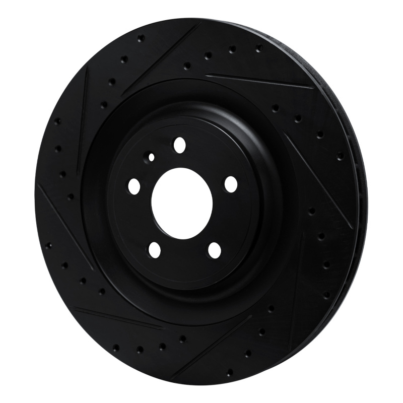 Porsche Macan Brake Rotor (1) - Rear Left - R1 Concepts - Drilled & Slotted - Black - `15-`18